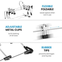 Load image into Gallery viewer, ZOBER Space Saving 5 Tier Metal Skirt Hanger with Clips (3pk) Hang 5-on-1, Gain 70% More Space,Rubber Coated Hanger Clips,360 Swivel Hook,Adjustable Clips Pants Hanger,Hang Slack,Trouser,Jeans,Towels
