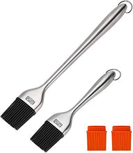 Load image into Gallery viewer, Rwm Basting Brush - Grilling BBQ Baking, Pastry and Oil Stainless Steel Brushes with Back up Silicone Brush Heads(Orange) for Kitchen Cooking &amp; Marinating, Dishwasher
