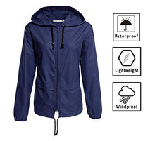 Load image into Gallery viewer, Hount Women&#39;s Lightweight Hooded Raincoat Waterproof Packable Windbreaker Jacket (L, Navy Blue)
