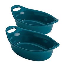 Load image into Gallery viewer, Rachael Ray Solid Glaze Ceramics Au Gratin Bakeware / Baker Set, Oval - 2 Piece, Teal
