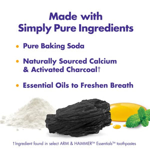 Arm & Hammer Essentials Whiten & Strengthen Fluoride Toothpaste, 100% Natural Baking Soda, Fresh Mint, 4.3 Oz (Pack of 4)