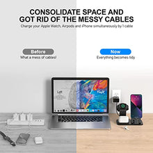 Load image into Gallery viewer, 3 in 1 Charging Station for Apple Products, Removable Charging Stand for iPhone Series AirPods Pro/3/2/1, Charging Dock for Apple Watch SE/7/6/5/4/3/2/1(with 10W Adapter and Cable)(Black)
