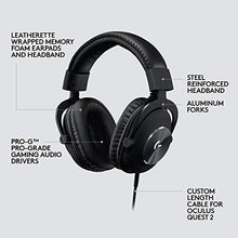 Load image into Gallery viewer, Logitech G PRO Gaming Headset for Oculus Quest 2 - Oculus Ready - Custom-length Cable - PRO-G Precision Gaming Audio Driver - Steel and Aluminum Build - Low-Latency 3.5 mm Aux Connection
