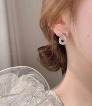 Load image into Gallery viewer, Zircon Geometric Stud Earrings - 14k Gold Plated Cross ring Inlaid with Zircon for Women Girl Gifts Valentines/Birthday/Anniversary/Mother’s Day
