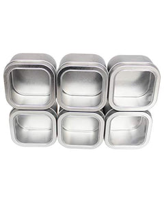 Empty 8-Ounce Capacity Square Silver Metal Tins with Clear Window for Candle Making, Candies, Gifts & Treasures (6 Pack)