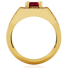Load image into Gallery viewer, 18K Yellow Gold Cushion Cut Ruby Mens Ring
