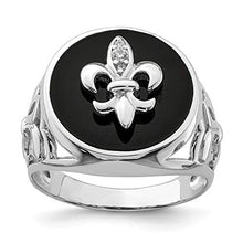 Load image into Gallery viewer, 925 Sterling Silver Cubic Zirconia Cz Black Onyx Band Ring Size 9.00 Man Natural Stone Fine Jewelry For Dad Mens Gifts For Him
