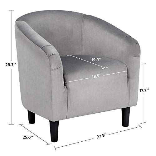 Load image into Gallery viewer, YAHEETECH Velvet Arm Chair Home Modern Club Chair Accent Chair Upholstered Barrel Chair Gray