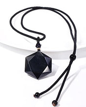 Load image into Gallery viewer, Lightock Hexagram Star Obsidian Necklace Pendant for Women Men Lucky Amulet Protection Gemstone Healing Crystal Cord 26.5" Adjustable
