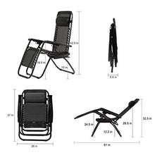 Load image into Gallery viewer, Zero Gravity Chairs Case of (2) Black Lounge Patio Chairs Outdoor Yard Beach with Cup Holders (Black)
