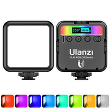 Load image into Gallery viewer, ULANZI VL49 RGB Video Lights, LED Camera Light 360° Full Color Portable Photography Lighting w 3 Cold Shoe, 2000mAh Rechargeable CRI 95+ 2500-9000K Dimmable Panel Lamp Support Magnetic Attraction
