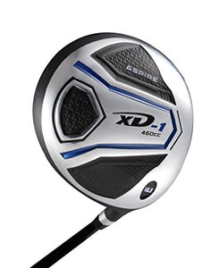Aspire XD1 Men's Complete Golf Clubs Package Set Includes Titanium Driver, S.S. Fairway, S.S. Hybrid, S.S. 6-PW Irons, Putter, Bag, 3 H/C's Right Hand - Blue - Choose Size! (Regular Size, Right Hand)