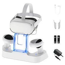 Load image into Gallery viewer, NexiGo Enhanced Charging Dock with LED Light for Oculus Quest 2, [Support Elite Strap with Battery], Headset Display Stand and Controller Mount, 2 Rechargeable Batteries, Magnetic Cable
