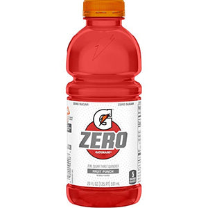 Gatorade G Zero Thirst Quencher, Fruit Punch, 20oz Bottles Pack of 8