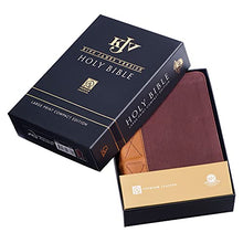 Load image into Gallery viewer, KJV Holy Bible, Compact Large Print, Premium Full Grain Leather Red Letter Edition - Ribbon Marker, King James Version, Saddle Tan/Butterscotch
