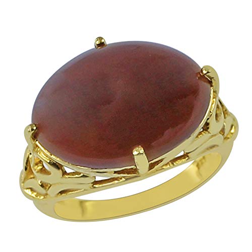 Carillon Chocolate Moonstone Natural Gemstone Oval Shape 14K Yellow Gold Ring For Women for Men | Size: 4 to 10