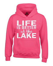 Load image into Gallery viewer, shop4ever Life is Better at The Lake Hoodies Sayings Sweatshirts X-Large Heliconia Pink 0
