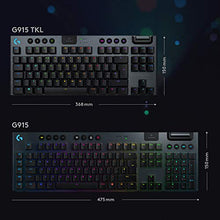 Load image into Gallery viewer, Logitech G915 TKL Tenkeyless Lightspeed Wireless RGB Mechanical Gaming Keyboard, Low Profile Switch Options, LIGHTSYNC RGB, Advanced Wireless and Bluetooth Support - Clicky, Black
