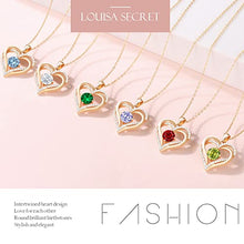 Load image into Gallery viewer, LOUISA SECRET Birthstone Necklace for Women, 925 Sterling Silver Pendant Necklace, 19inches Forever Love Heart Necklace, Rose Gold-Plated Necklace Jewelry Anniversary Birthday Gift for Women Wife Girl
