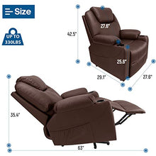 Load image into Gallery viewer, Furgle Power Lift Recliner Chair Faux Leather Electric with Massage Heat and Vibration for Elderly Living Room Lounge Massage Sofa with 2 Remotes Side Pockets and Cup Holders TUV Certified - Brown
