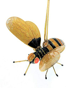 Kubla Crafts Cloisonne Articulated Enamel Bumblebee Christmas Ornament, Accented with Austrian Crystals, 2.75 Inches Wide