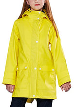 Load image into Gallery viewer, maoo garden Girls Rain Jacket Lightweight Waterproof Raincoat Hooded Cotton Lined Long Windbreaker 806 Yellow 5-6Y

