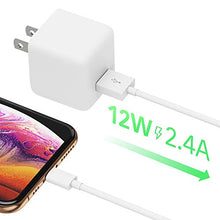 Load image into Gallery viewer, TalkWorks USB Wall Charger iPhone Adapter 12W/2.4A - Includes 5ft Lightning Cable MFI Certified For Apple iPhone 12, 12 Pro/Max, 12 Mini, 11, 11 Pro/Max, XS/Max, XR, X, 8, 7, 6, SE, 5, iPad - White
