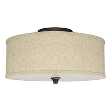 Load image into Gallery viewer, Kira Home Newport 14" Modern 2-Light Semi-Flush Mount Ceiling Light + Beige Linen Drum Shade, Oil-Rubbed Bronze Finish
