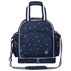 QIMIAOBABY Diaper Bag Smart Organizer Waterproof Travel Diaper Backpack Handbag with Changing Pad (Blue Flowers)