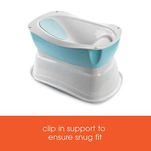 Load image into Gallery viewer, Summer Right Height Bath Tub – Elevated and Spacious Baby Bathtub with Newborn Bath Support – Extended Use Features Include Tubside Seat and Stepstool

