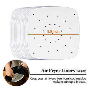 Square Air Fryer Accessories 11 pcs with Recipe Cookbook Compatible for Philips Air Fryer, COSORI and other Square AirFryers and Oven, Deluxe Deep Fryer Accessories Set of 12-8 inch