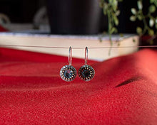 Load image into Gallery viewer, Ahura Mazda Collection Handmade Sterling Silver Aquamarine Earrings for Women, Genuine March Birthstone Filigree Jewelry with Small Crystal Zircon, 925 Handcrafted Aqua Blue Earring Gift
