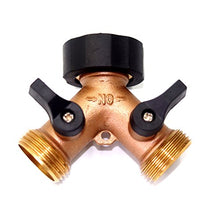 Load image into Gallery viewer, 2wayz Brass 2 Way Hose Splitter. Super Heavy Duty Connector Will Keep You Dry as a Bone &amp; Get The Job Done! Rubber Shut Off Valves Included, Fits ¾” Hoses. A Metal Tap Diverter That Will Never Leak!
