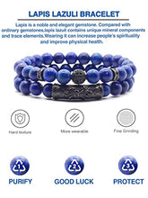 Load image into Gallery viewer, Natural Lapis Lazuli Bracelet, Handmade Beaded 8 MM Beads,Adjustable Stretch Bracelet,Chakra Bracelet,Blue Healing Crystal,Aquamarine Bracelet,Men's and Women's Gifts
