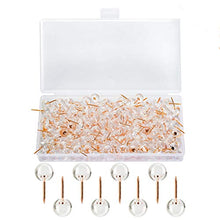 Load image into Gallery viewer, WenTao 150PCS Push Pins, Rose Gold Map Thumb Tacks, Large Size Pins Rose Gold Steel Point and Transparent Plastic Round Head for Bulletin Board, Fabric Marking, Crafts and Office Organization
