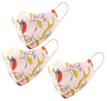 Load image into Gallery viewer, Touchstone Floral design Small Size Face Masks Reusable Machine Washable Handcrafted Cotton Double Layer for women. (Pack of 3). Red White
