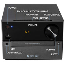 Load image into Gallery viewer, PHILIPS Bluetooth Stereo System for Home with CD Player, Wireless Streaming, MP3, USB, Audio in, FM Radio, 15W, Micro Music Sound System
