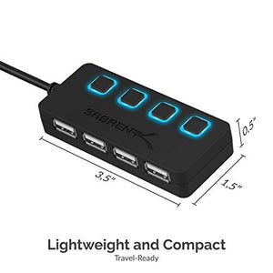 Sabrent 4-Port USB 2.0 Data Hub with Individual LED lit Power Switches [Charging NOT Supported] for Mac & PC (HB-UMLS)