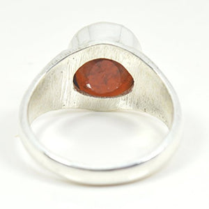 Jewelryonclick Natural Hessonite 5 Carat Gemstone Silver Rings for Men January Garnet Birthstone in Size 7