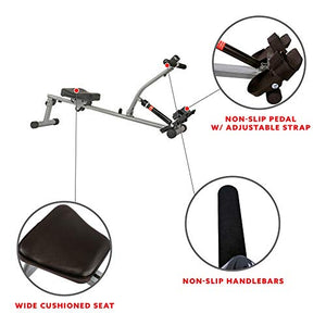 Sunny Health & Fitness SF-RW1205 Rowing Machine Rower w/ 12 Level Adjustable Resistance, Digital Monitor and 220 LB Max Weight