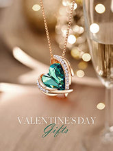 Load image into Gallery viewer, CDE Love Heart Pendant Necklaces for Women Silver Tone Rose Gold Tone Crystals Birthstone Mother's Day Jewelry Gifts for Women Birthday/Anniversary Day/Party (D-May-Rose Gold Green)
