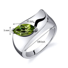 Load image into Gallery viewer, Peridot Ring Sterling Silver Marquise Shape 1.00 Carats Size 8
