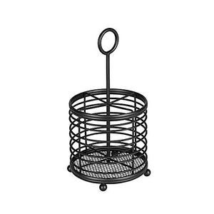 Spectrum Diversified Contempo Caddy Cutlery, Modern Dining Table Décor & Kitchen Organization, Silverware Holder with Handle, Black