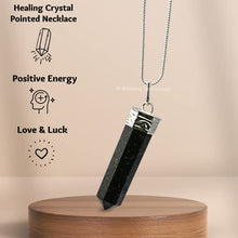 Load image into Gallery viewer, Nuummite Crystal Pencil Point Pendant Necklace with Adjustable Cord - Natural Healing Crystals and Stones for Men, Women and Kids
