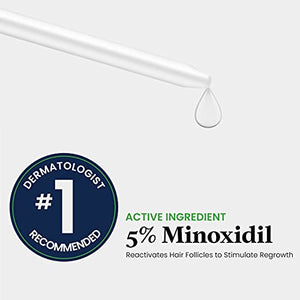5% Minoxidil Extra Strength Hair Regrowth Treatment by Just For Men, Topical Solution for Hair Loss, Thinning & Balding, Unscented, Includes Dropper, 3 Month Supply