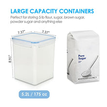 Load image into Gallery viewer, Large Food Storage Containers 5.2L / 176oz, Vtopmart 4 Pieces BPA Free Plastic Airtight Food Storage Canisters for Flour, Sugar, Baking Supplies, with 4 Measuring Cups and 24 Labels, Blue
