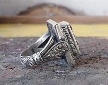 Load image into Gallery viewer, Beautiful Handcrafted Handmade 925K Sterling Silver Mens Ring With Howlite Ruby Stone
