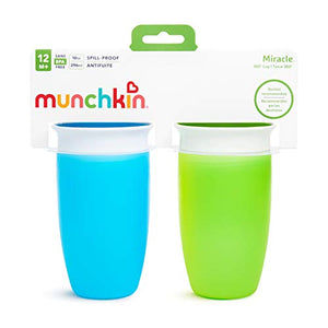 Munchkin Miracle 360 Sippy Cup, Green/Blue, 10 Oz, 2 Count