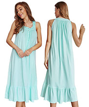 Load image into Gallery viewer, 100% Cotton Nightgowns for Women Soft Ladies Gowns Sleepwear Long Sleeveless Nightgown Green XXL
