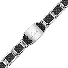 Load image into Gallery viewer, Willis Judd DAD Titanium Magnetic Bracelet with Carbon Fiber Engraved Love You Dad Adjustable Gift Box Included
